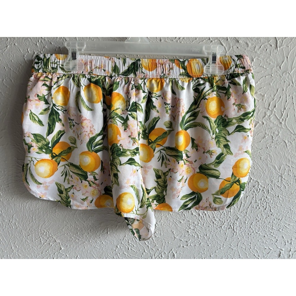 Anthropologie Citrus Floral Lemon Print Pajama Sleep Shorts Women's M